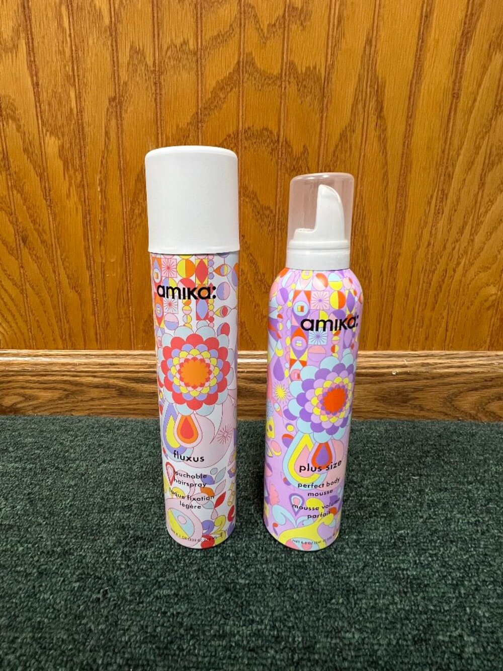 2 Pack Amika Fluxus touchable Hairspray 8.2oz & Body Mouse Plus New & Authentic